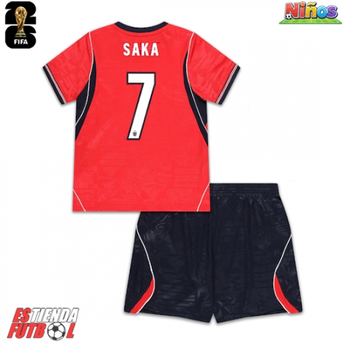 Inglaterra Bukayo Saka #7 Segunda Equipación Niños Mundial 2026 Manga Corta (+ Pantalones cortos)